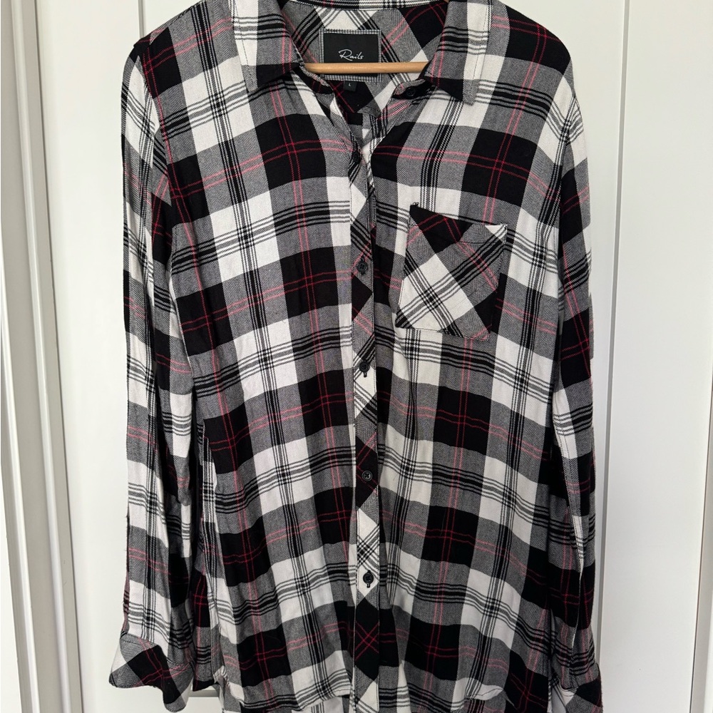 Rails Black and Red Button Down Shirt